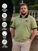Men Plus Size Briar Green Textured Polo Tshirt