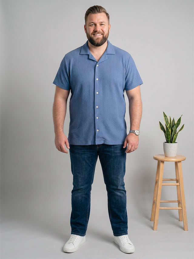 Men Plus Size Airhaze Sky Blue Solid Shirts