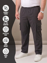 Men Plus Size Slatesmith Grey Solid Trackpant