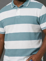 Men Plus Size Seabreeze Multicolor Textured Polo Tshirt