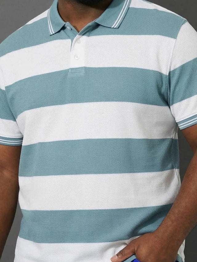 Men Plus Size Seabreeze Multicolor Textured Polo Tshirt
