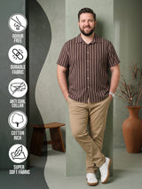 Men Plus Size Coffeescape Multi Striped Shirts