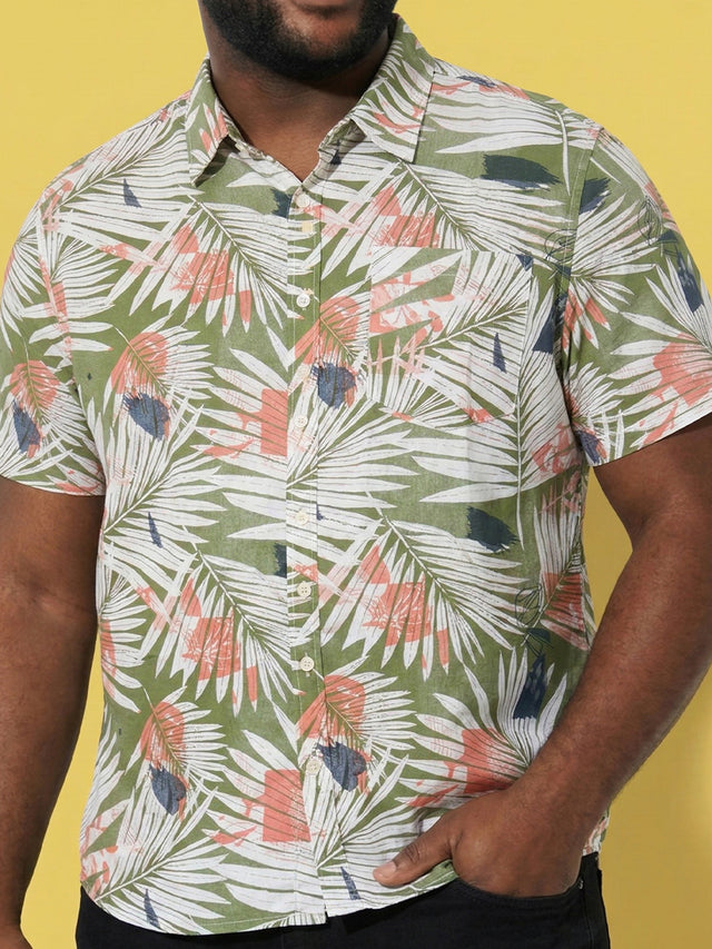 Men Plus Size Havana Multicolor Printed Casual Shirt