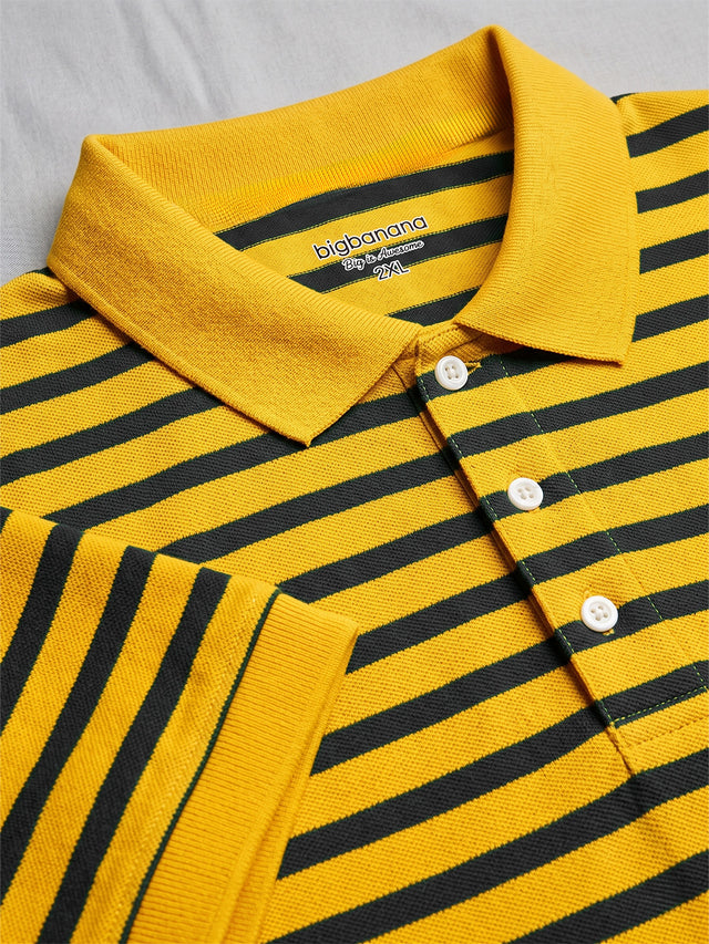 Men Plus Size Bisque Multi Striped Polo