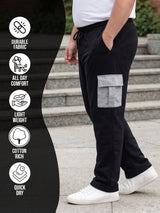 Men Plus Size Xeric Black Solid Trackpants