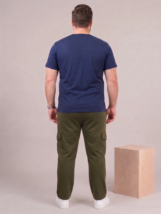 Men Plus Size Garrison Olive Solid Trackpants