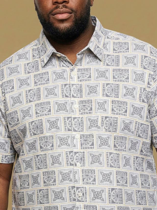 Men Plus Size Basalt Multicolor Printed Casual Shirt
