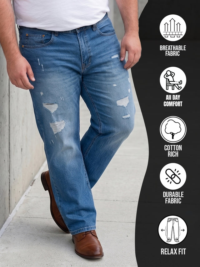 Men Plus Size Sawyer Navy Washed Jeans
