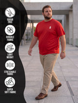 Men Plus Size Hiddenmist-Red Solid Red Round Neck Tshirt