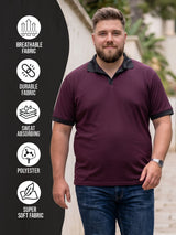Men Plus Size Zorathn Wine textured Polo Tshirts