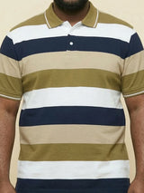 Men Plus Size Coluxe Multicolor Colorblock Polo Tshirt