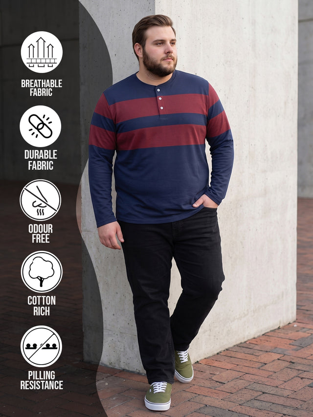 Men Plus Size Antonio Colorblock Henley Tshirt