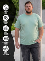 Men Plus Size Vaporcrew-Mint Green Solid Mint Green Round Neck