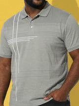 Men Plus Size Urbanite Grey Printed Polo Tshirt