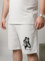 Men Plus Size Capture Grey Melange Printed Co-Ords