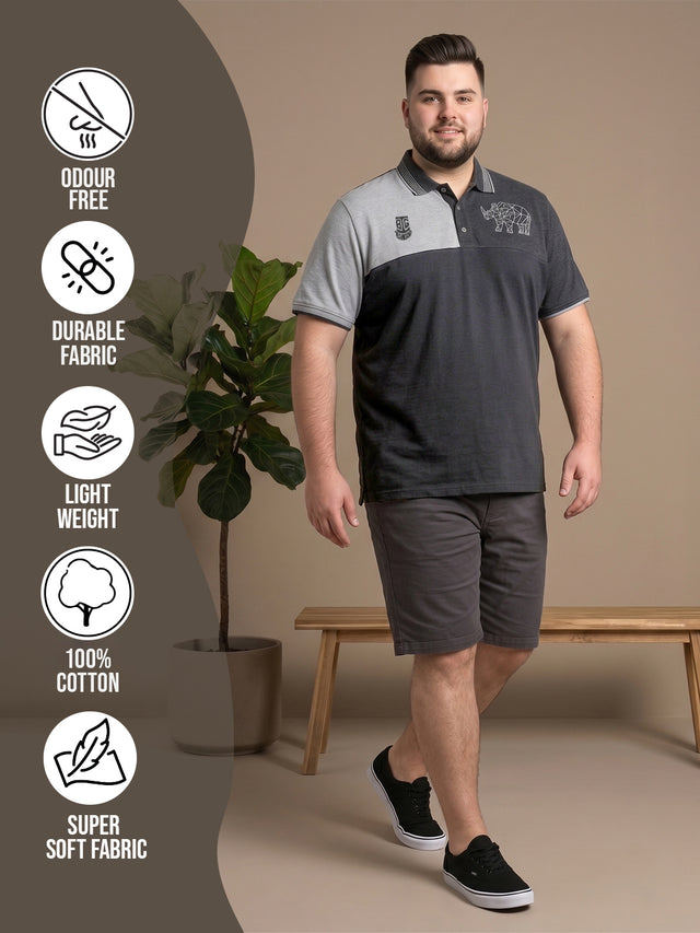 Men Plus Size Relent Colorblock Polo Tshirt