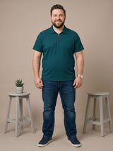 Men Plus Size Virent Green Solid Polo