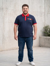Men Plus Size Assorted Navy Blue Solid Polo
