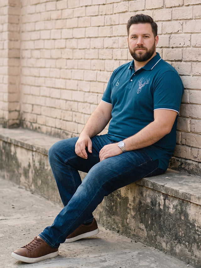 Men Plus Size Beast-Teal Teal Solid Polo