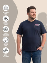 Men Plus Size Flashfocus Black Printed Round Neck