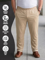 Men Plus Size Gossamer Beige Solid Trackpant