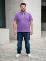 Men Plus Size Archid Violet Self Design Polo Tshirt