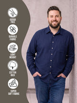 Men Plus Size Navyroth Navy Solid Shirts