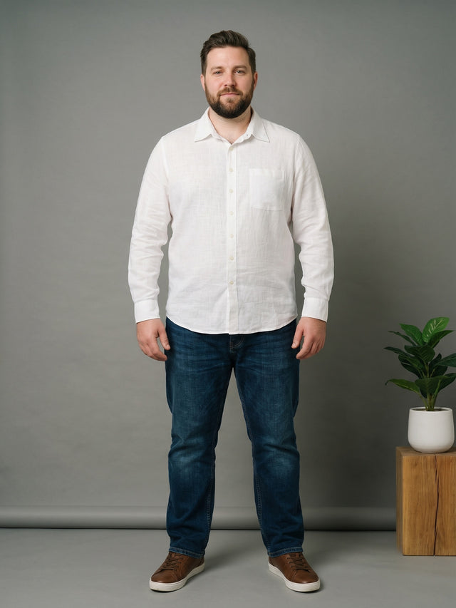 Men Plus Size Ivorynox White Solid Shirts