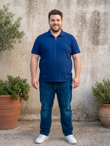 Men Plus Size Zorin Blue Solid Polo
