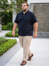 Men Plus Size Kovren Black Textured Polo Tshirt