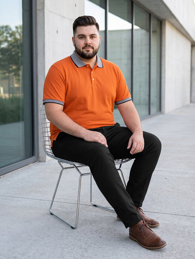 Men Plus Size Rush-Orange Orange Solid Polo Tshirts