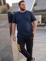 Men Plus Size Laven Black Solid Trackpants
