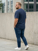 Men Plus Size Soulwave Navy Blue Printed Round Neck