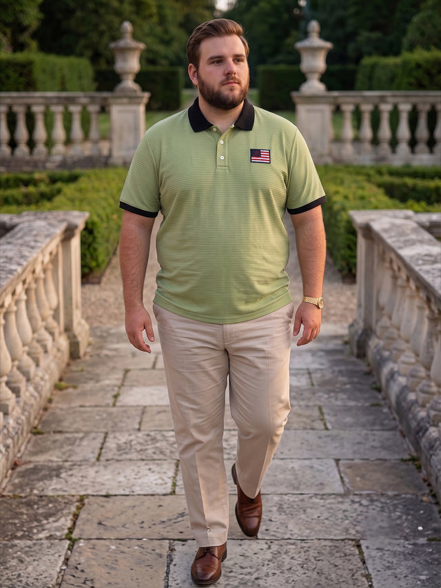 Men Plus Size Briar Green Textured Polo Tshirt