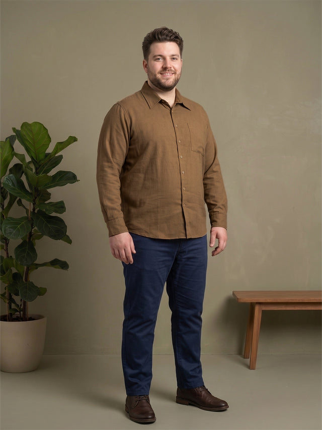 Men Plus Size Taverno Brown Solid Shirts