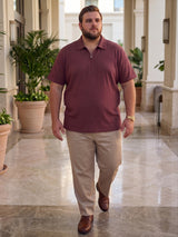 Men Plus Size Derion Maroon Textured Polo Tshirt