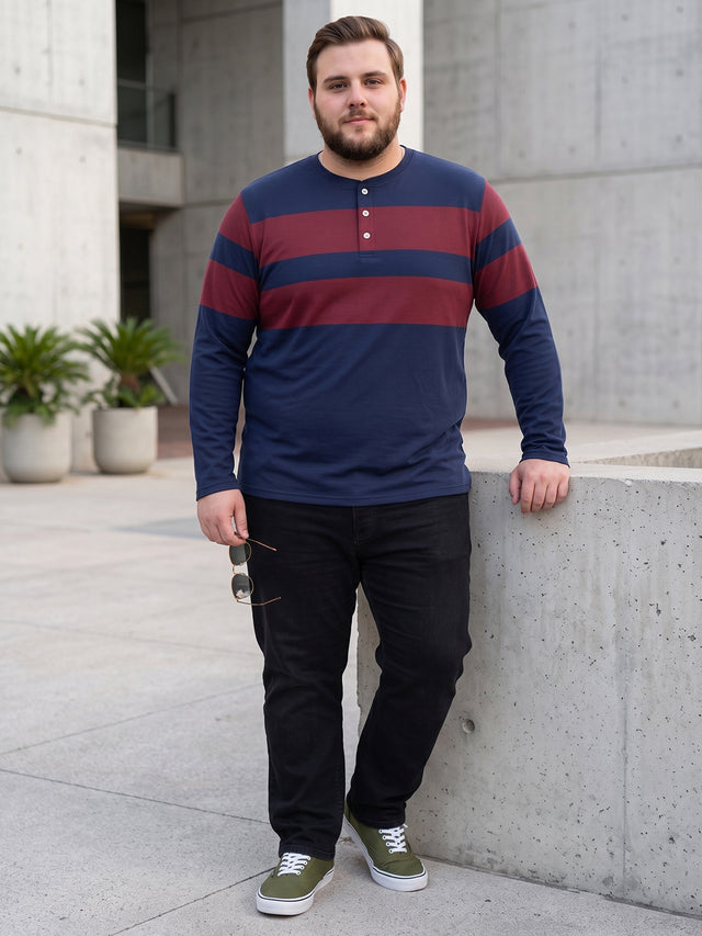 Men Plus Size Antonio Colorblock Henley Tshirt