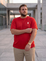 Men Plus Size Hiddenmist-Red Solid Red Round Neck Tshirt
