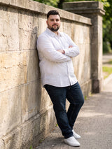 Men Plus Size Larla White Striped Shirts
