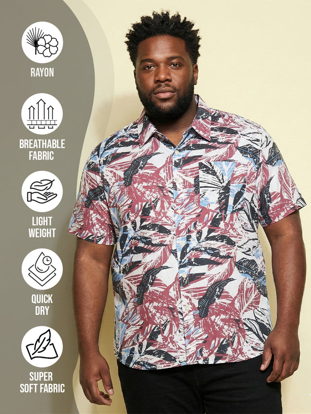 Men Plus Size Featherboat Multicolor Printed Casual Shirt