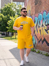 Men Plus Size Renegade Yellow Printed Co-Ords