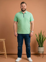 Men Plus Size Nuvia Green Solid Polo