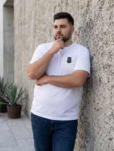 Men Plus Size Hiddenmist-White Solid White Round Neck Tshirt