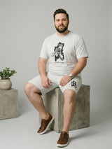 Men Plus Size Capture Grey Melange Printed Co-Ords