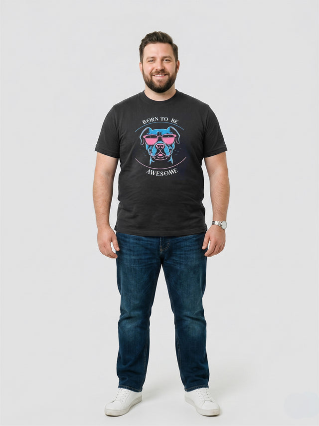 Men Plus Size Hypehound Black Printed Round Neck