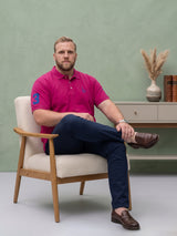Men Plus Size Aura-Magenta Solid Polo