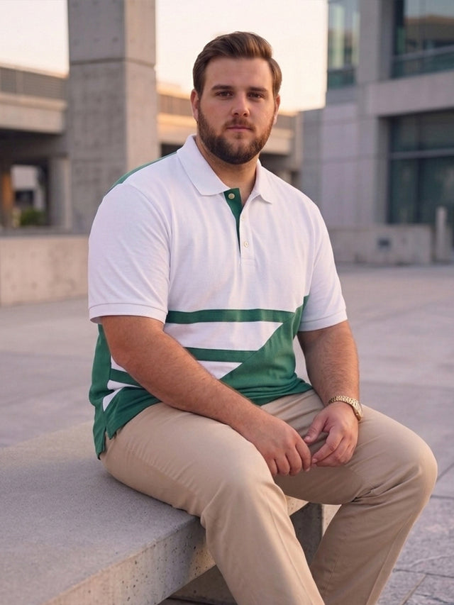 Men Plus Size Barge Colorblock Multi Polo Men Tshirt