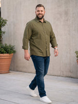Men Plus Size Taupe Olive Solid Shirts
