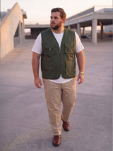 Men Plus Size Drift-Olive Solid Olive Utility Jacket