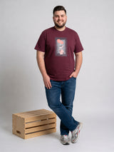 Men Plus Size Dreampaws Maroon Printed Round Neck